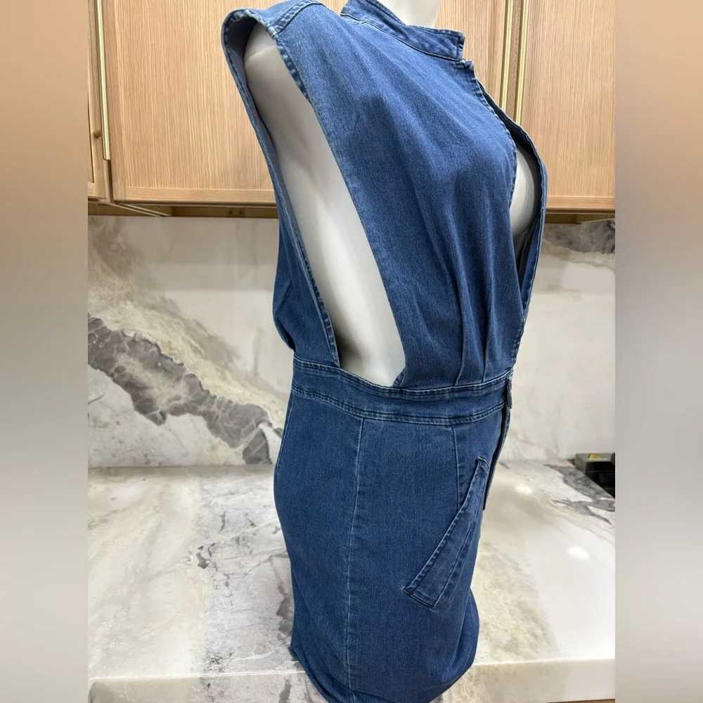 Blue Denim Sleeveless Dress - Picture 3 of 5